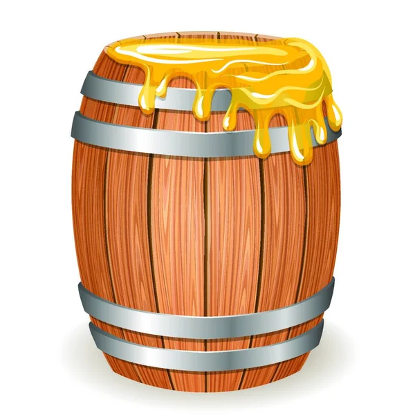 木桶加蜂蜜 — 图库矢量图片