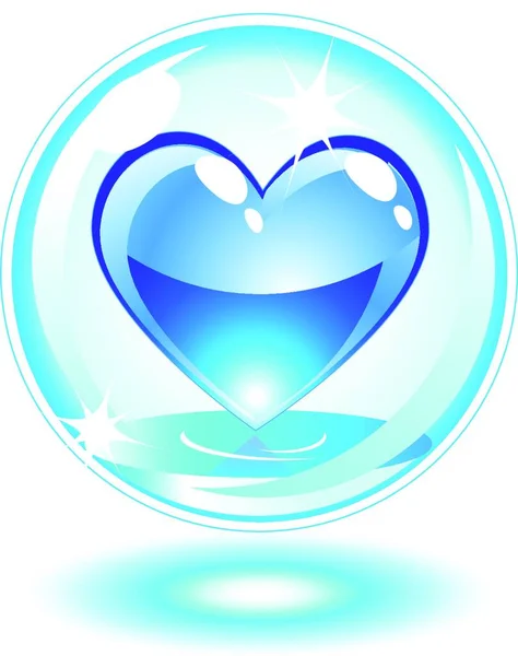 Μπλε Νερό Σταγόνα Καρδιά Μια Φούσκα — Διανυσματικό Αρχείο