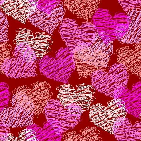 Valentine Romantique Motif Sans Couture Avec Les Cœurs — Image vectorielle