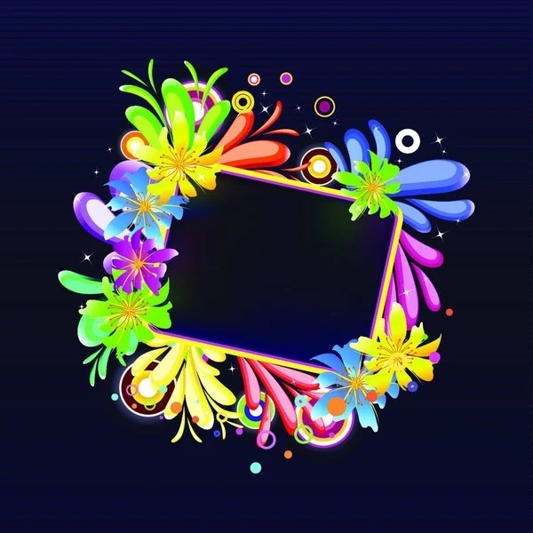 Abstract Frame Glowing Flowers — Stock Vector