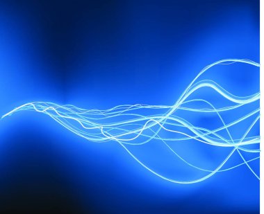 A vector illustrated   futuristic background resembling blue motion blurred neon light curves clipart