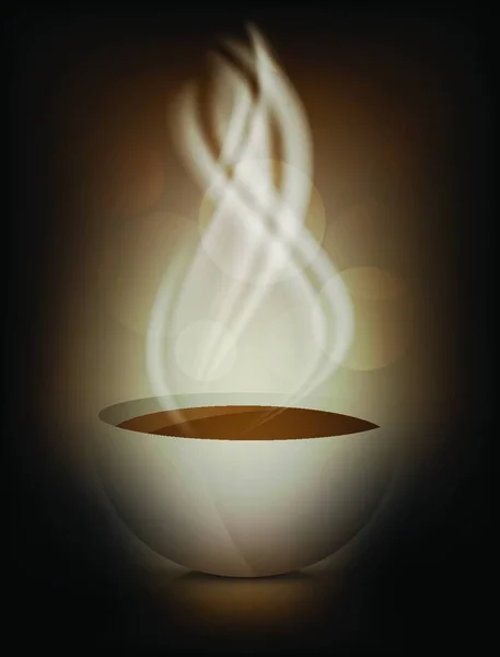 Ciemne Tło Kawy Nakrętką Parą — Wektor stockowy