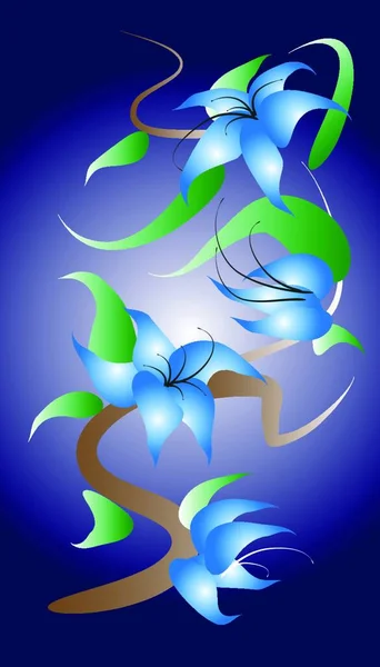 Dekorativa Lning Blommig Komposition Med Vackra Blommor — Stock vektor