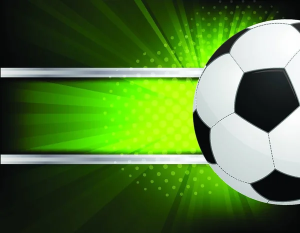 Fond Vert Avec Ballon Football Les Rayons — Image vectorielle