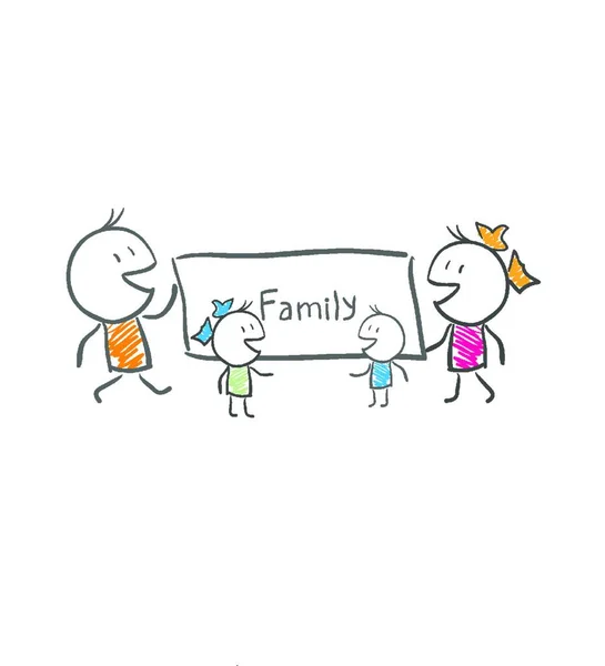 Une Famille Quatre Personnes — Image vectorielle