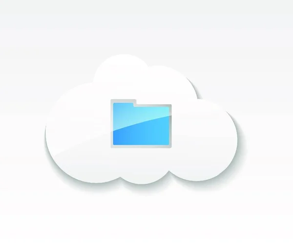 Cloud Computing Symbole Nuages Dossier Avec Documents Concept Stockage Transmission — Image vectorielle