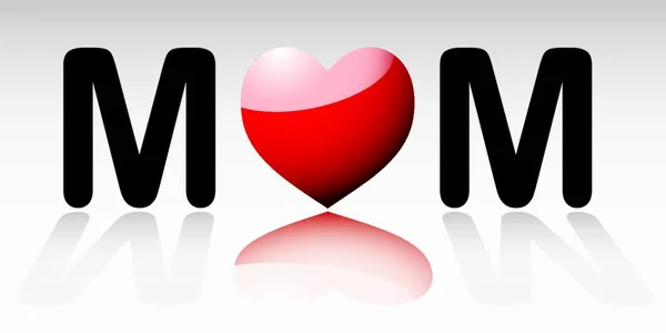 Amor Corazón Mamá Icono Para Madres Día Con Reflexión — Archivo Imágenes Vectoriales