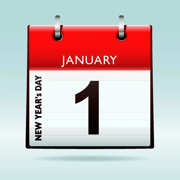 Calendario Año Nuevo Con Icono Superior Rojo — Vector de stock