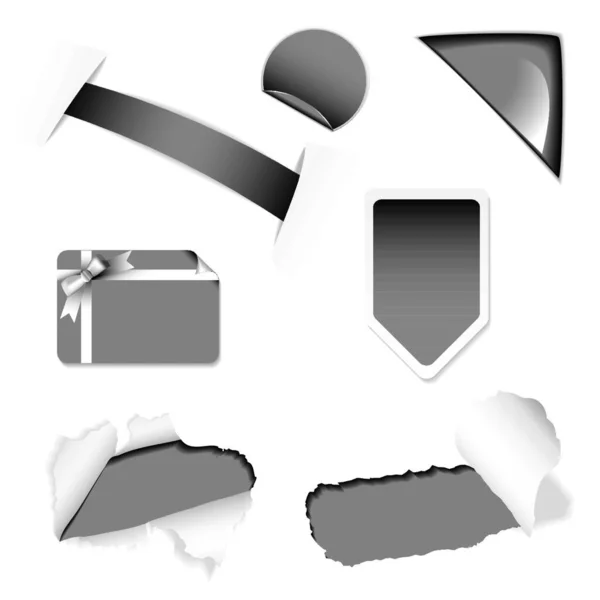 Boutique Étiquettes Vente Icônes Avec Papier Déchiré Des Éléments Angle — Image vectorielle