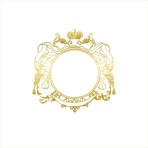 Кругла Рамка Квітковим Орнаментом Короною Порожній Щоб Могли Додати Власні — стоковий вектор