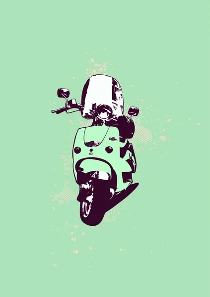 Style Rétro Scooter Vélo Style Grunge Illustration Vectorielle — Image vectorielle