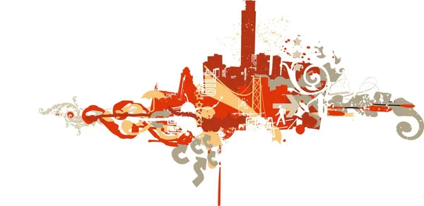Big City Grunge Style Urban Background Векторная Иллюстрация — стоковый вектор