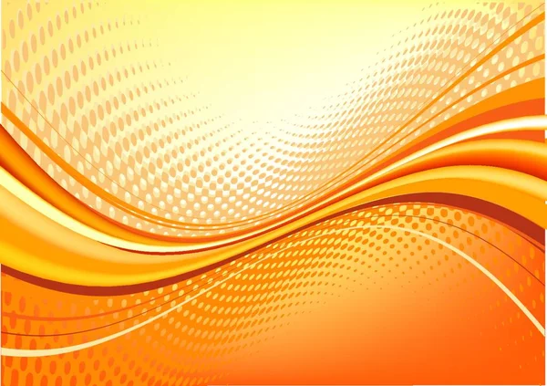 Orangefarbener Abstrakter Techno Hintergrund Komposition Von Punkten Und Geschwungenen Linien — Stockvektor