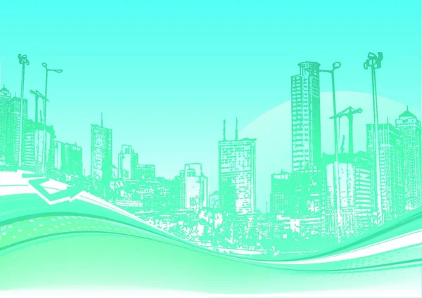 Ilustração Vetorial Big City Fundo Urbano Azul Com Composição Abstrata — Vetor de Stock