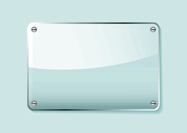 Placa Nombre Transparente Empresa Vidrio Transparente Con Espacio Para Texto — Vector de stock