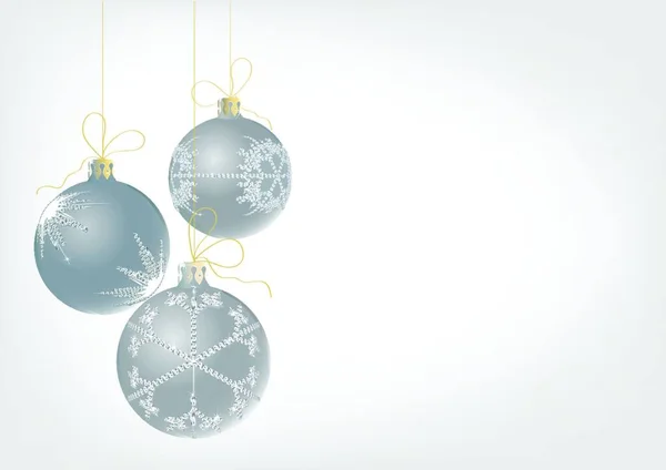 Εικονογράφηση Φορέας Τρεις Μπάλες Χριστούγεννα Διακοσμημένα Νιφάδα Χιονιού — Διανυσματικό Αρχείο