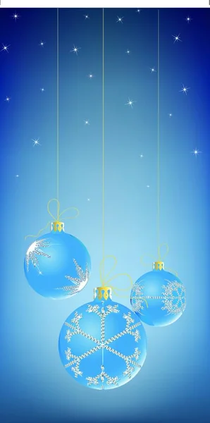 Vektor Illustration Von Drei Weihnachtskugeln Mit Schneeflocke — Stockvektor