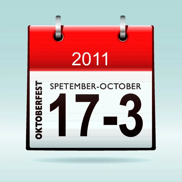 Het Pictogram Van Kalender Van Oktoberfest Met Blauwe Achtergrond Schaduw — Stockvector