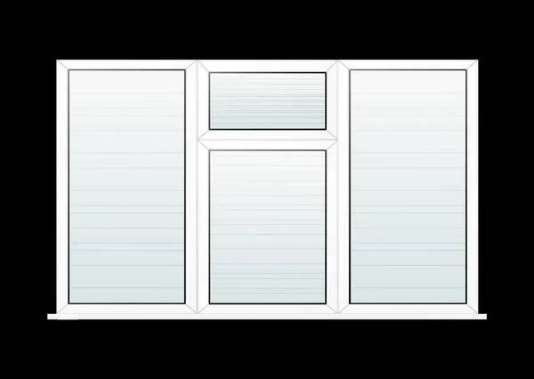 Modern White Double Glazed Plastic Window Black Background — Stock Vector