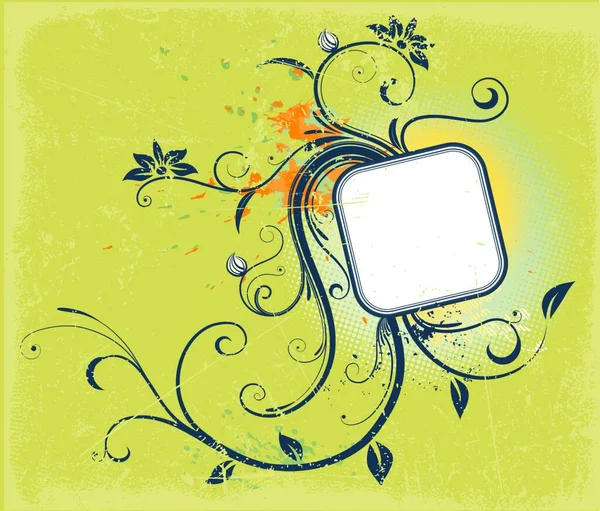 矢量插画的 Grunge 花卉装饰框架 — 图库矢量图片