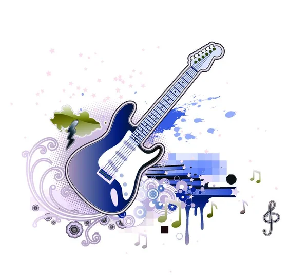 Ilustración Vectorial Del Diseño Abstracto Del Partido Con Guitarra — Vector de stock
