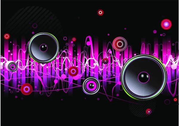 アーバン ミュージック シーン スピーカーと音の波とピンクの抽象的なパーティ デザインのベクトル イラスト — ストックベクタ