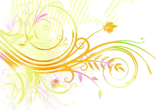 Illustration Vectorielle Fond Floral Grunge Orange — Image vectorielle