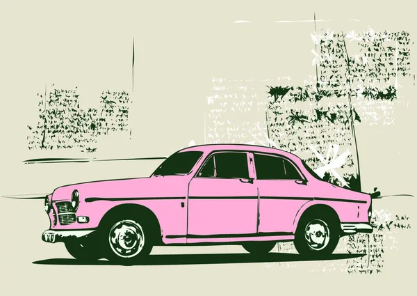 Ilustración Vectorial Del Viejo Coche Del Coleccionista Encargo Vintage — Archivo Imágenes Vectoriales