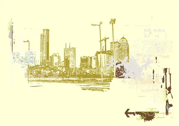 Cidade Grande Grunge Estilo Fundo Urbano Ilustração Vetorial — Vetor de Stock