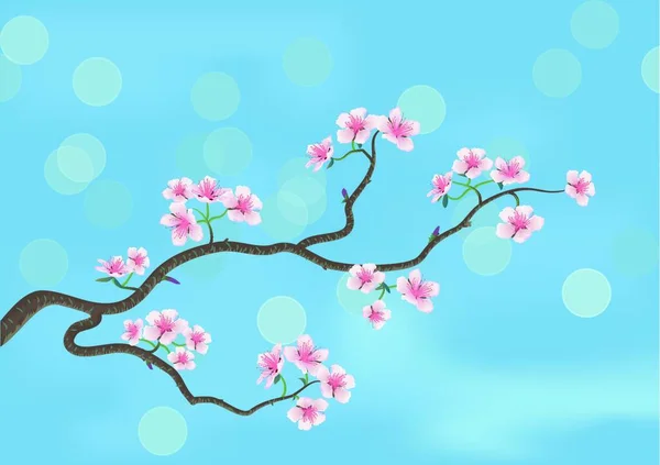 Detta Illustrationen Blommig Sakura Japansk Körsbärsträd — Stock vektor