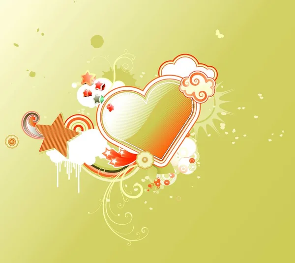 Vector Illustration Valentines Abstract Background Heart Shape Floral Decoration Elements — ストックベクタ