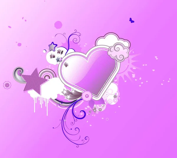 Vector Illustration Valentines Abstract Background Heart Shape Floral Decoration Elements — ストックベクタ