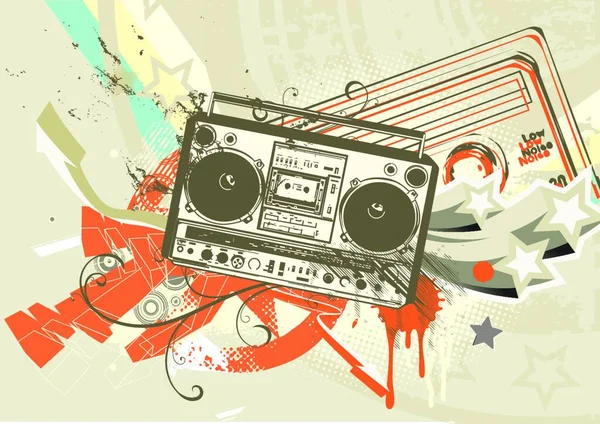 Vektoros Illusztráció Grunge Stílusú Városi Hátterű Graffiti Stílus Hűvös Boom — Stock Vector