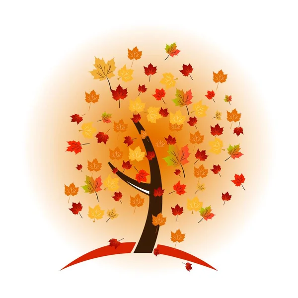 Цветное Осеннее Дерево Выполненное Красочных Точек Ярких Осенних Цветах Вектор — стоковый вектор