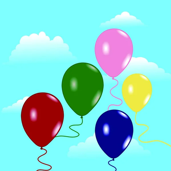 Illustration Fond Ciel Avec Des Ballons Vecteur — Image vectorielle