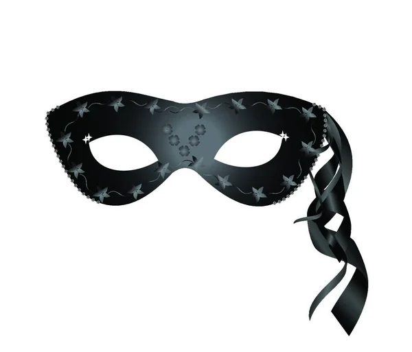 Vector Realista Máscara Carnaval Negro — Vector de stock