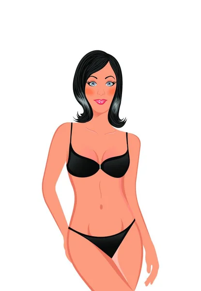 Ilustrasi Gadis Cantik Dengan Pakaian Renang Bikini Terisolasi Vektor - Stok Vektor