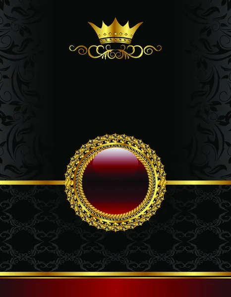 Иллюстрация Золотая Винтажная Рамка Цветочным Медальоном Вектором — стоковый вектор