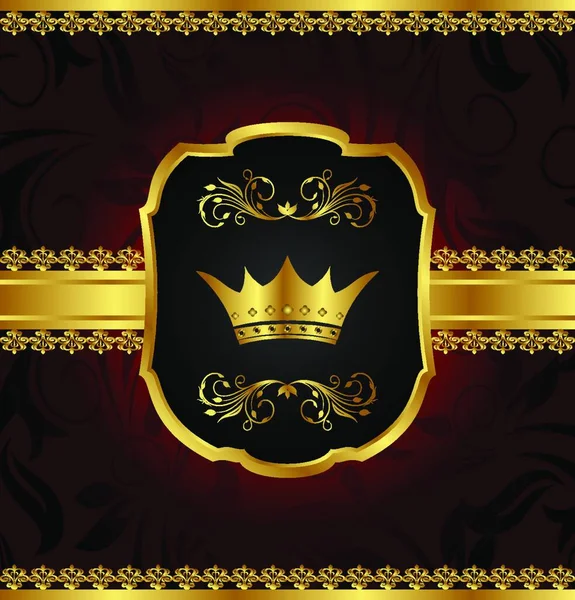 Illustration Golden Vintage Frame Crown Vector — Stock Vector