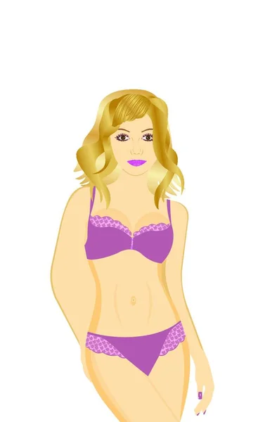 Beautiful Sexy Girl Pink Lingerie Vector — Stock Vector