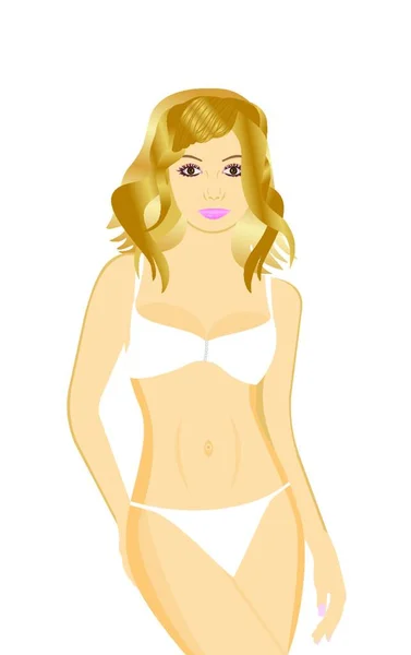 Beautiful Sexy Girl White Lingerie Vector — Stock Vector