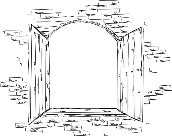 Вектор Открытое Старое Окно Дома Woden — стоковый вектор