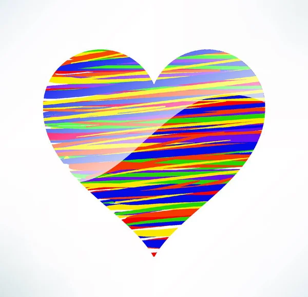 Heart Icon Illustrated Colored Stripes Concept Love — Stock Vector