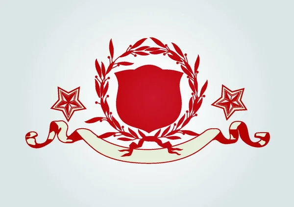 Een Heraldisch Schild Badge Met Sterren Blanco Zodat Eigen Afbeeldingen — Stockvector