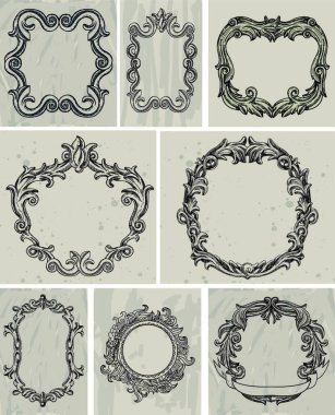 Set of vintage frames and design elements clipart