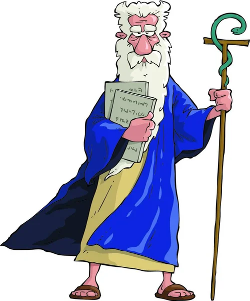 Mojżesz Jego Laską Tabletki Wektor Ilustracji — Wektor stockowy