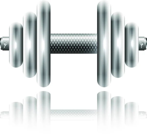 Metal Sports Dumbbell Reflection — Stock Vector