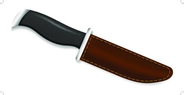 Lovecký Nůž Hnědém Obalu Bílém Pozadí — Stockový vektor