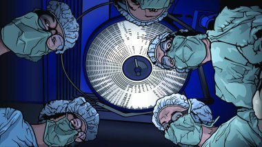 Team Doctors in the Operating Room - Colored Illustration with Medical Theme, Vector Graphic clipart