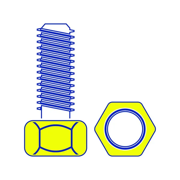 Icon Bolt Nut Thin Line Design Vector Illustration — Stock Vector